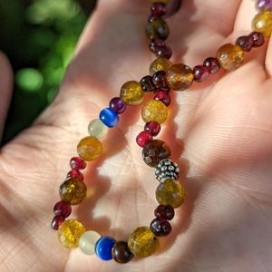 Dainty Micro Faceted Tourmaline & Garnet Gemstone Bracelet